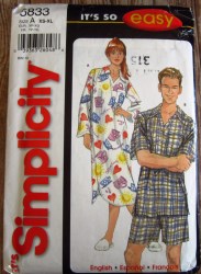 5833 HIM HER UNI NIGHTSHIRT, TOP SHORTS PJS PATTERN XS-XL